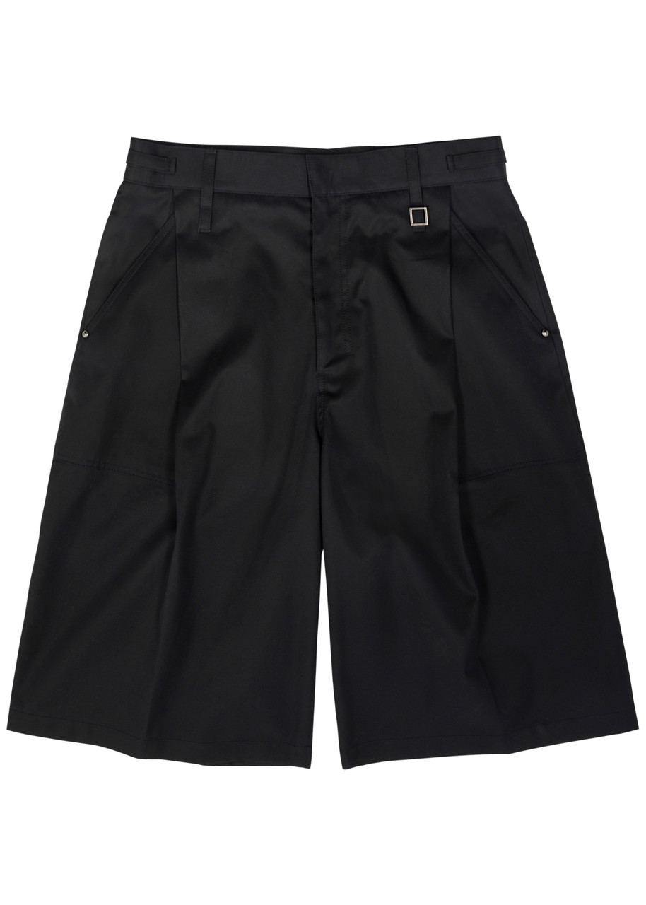 Shop Wooyoungmi Pleated Cotton Shorts In Navy