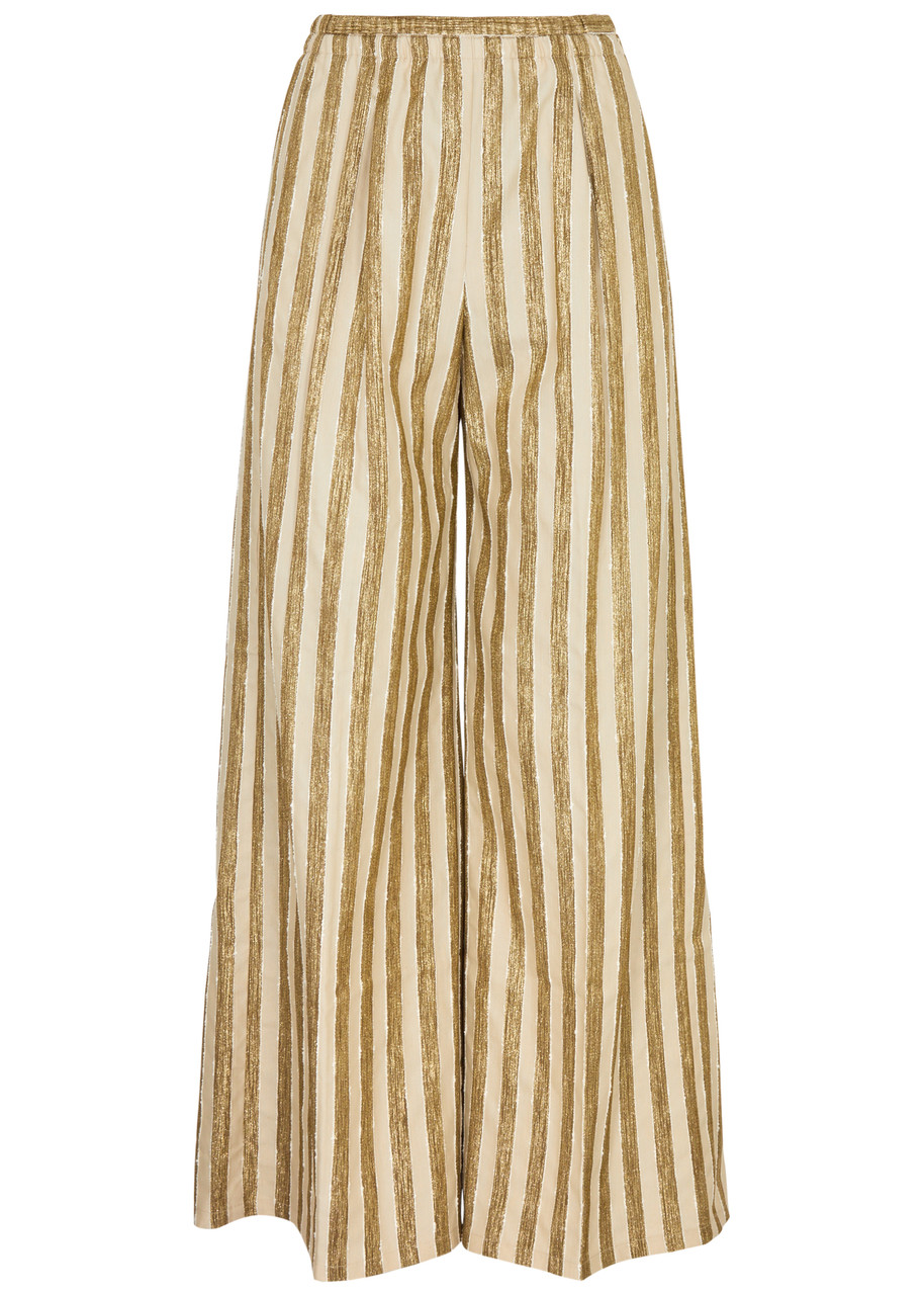 Forte Forte Forte_forte Striped Lamé Woven Trousers In Gold