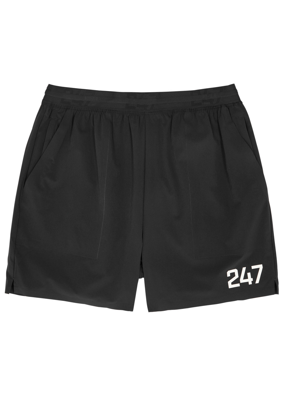 Represent 247 Printed Stretch-nylon Shorts In Black