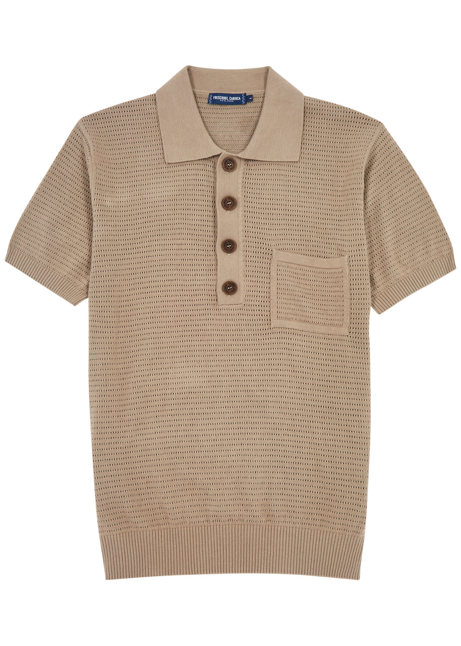 Frescobol Carioca Frescobol Carioca Clemente Crochet-knit Polo Shirt In Beige