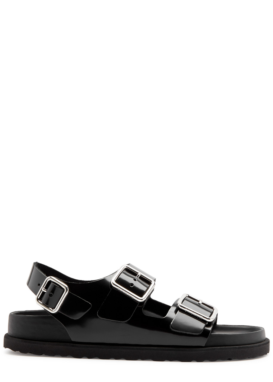 Birkenstock 1774 Milano Glossed Leather Sandals In Black