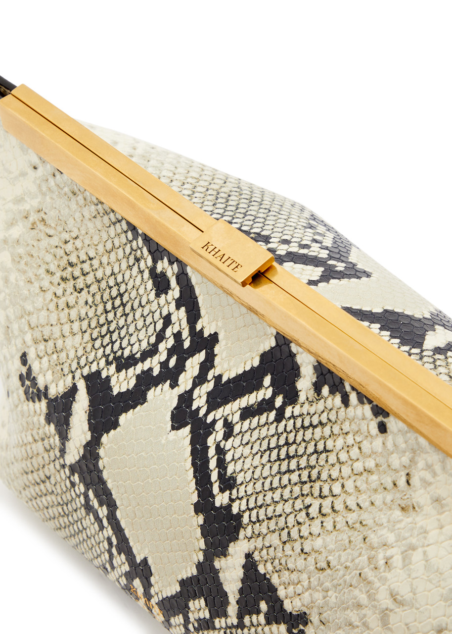  Khaite Aimee Python-effect Leather Clutch - Beige - One Size 