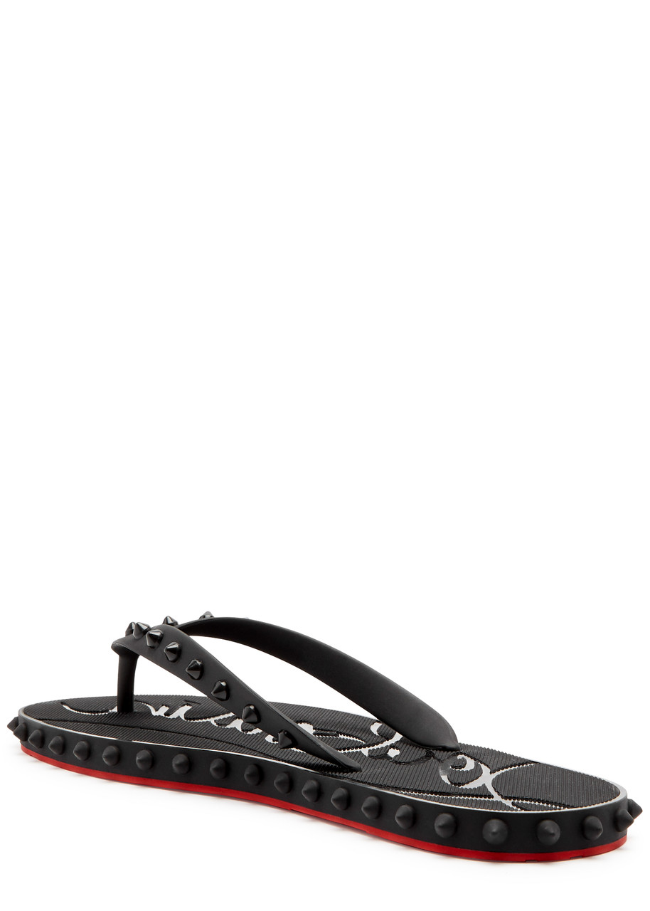 Christian Louboutin Studded Rubber Sole Open Toe Sandals In Black