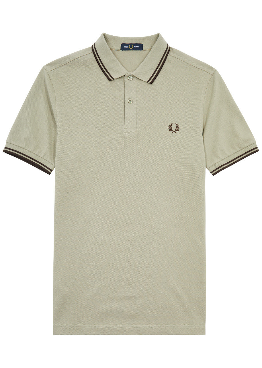 Fred Perry Logo-embroidered Piqué Cotton Polo Shirt In Taupe