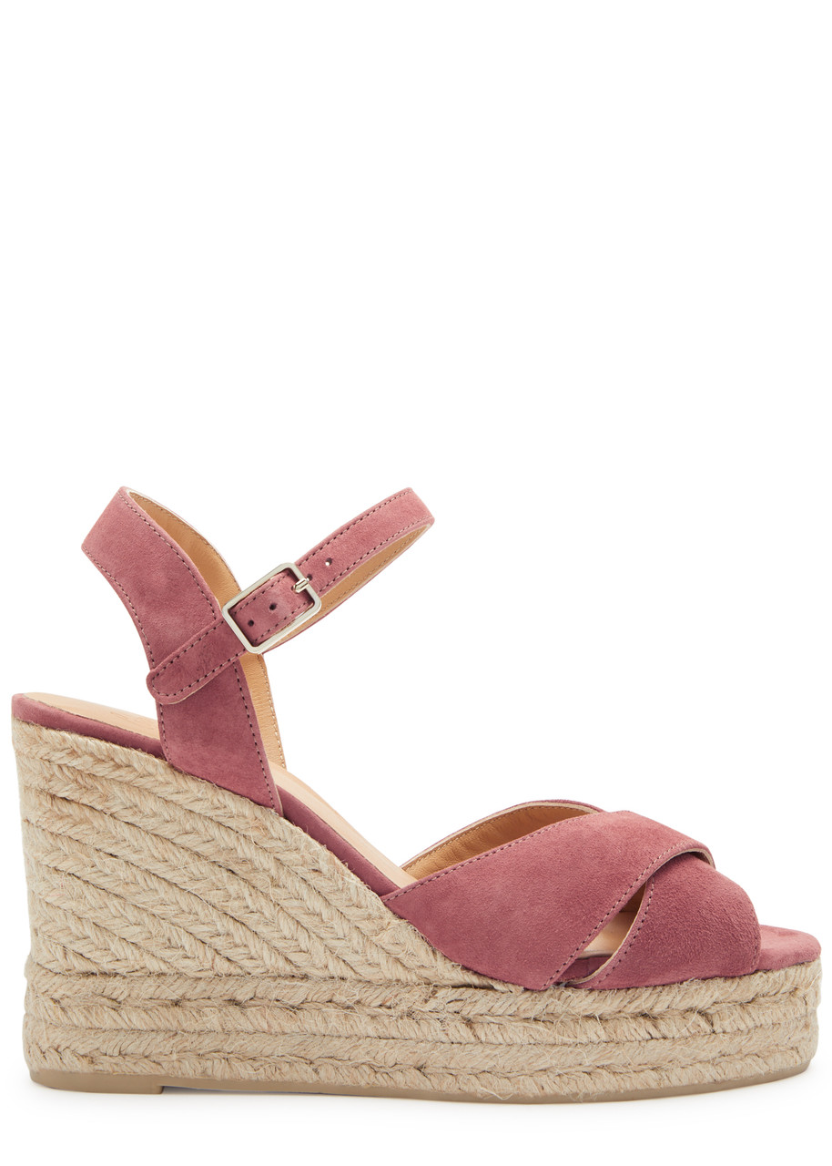 Castaã±er Castañer Blaudell 80 Suede Wedge Espadrilles In Pink