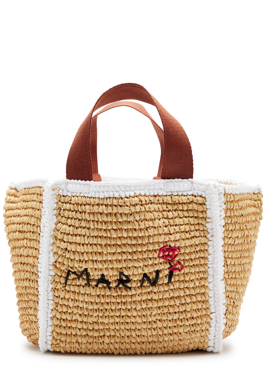 Marni Small Raffia Tote In Natural