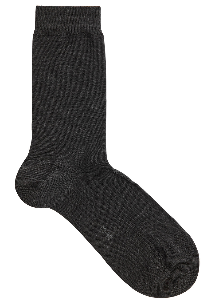 Falke Soft Merino Wool Blend Socks In Anthracite