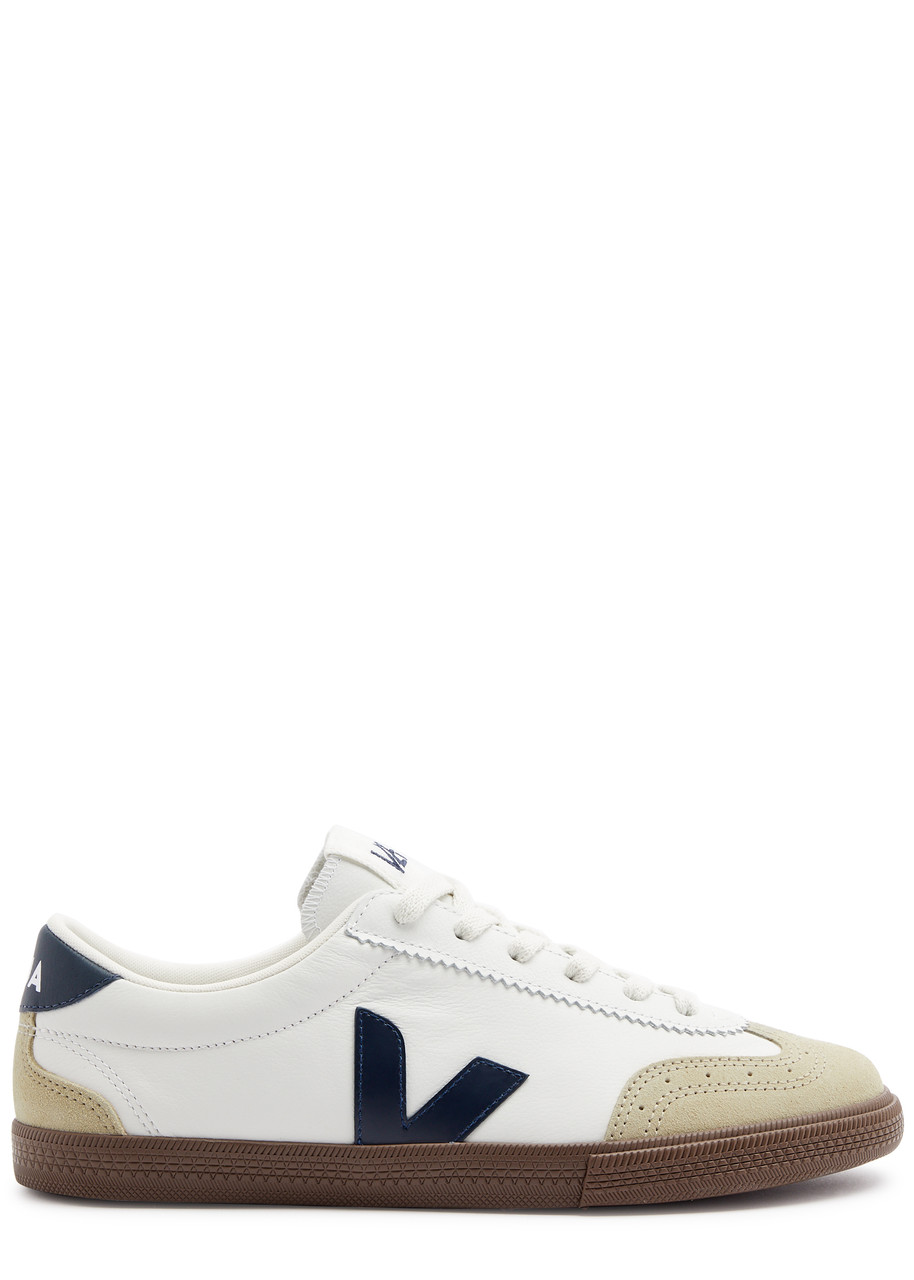 Shop Veja Volley Bastille Panelled Leather Sneakers In White And Black