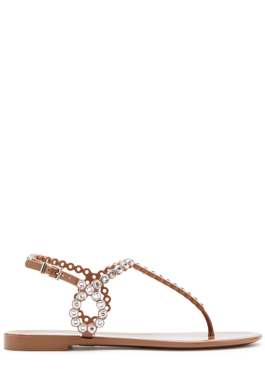 Aquazzura Almost Bare Embellished Rubber Sandals In Pink