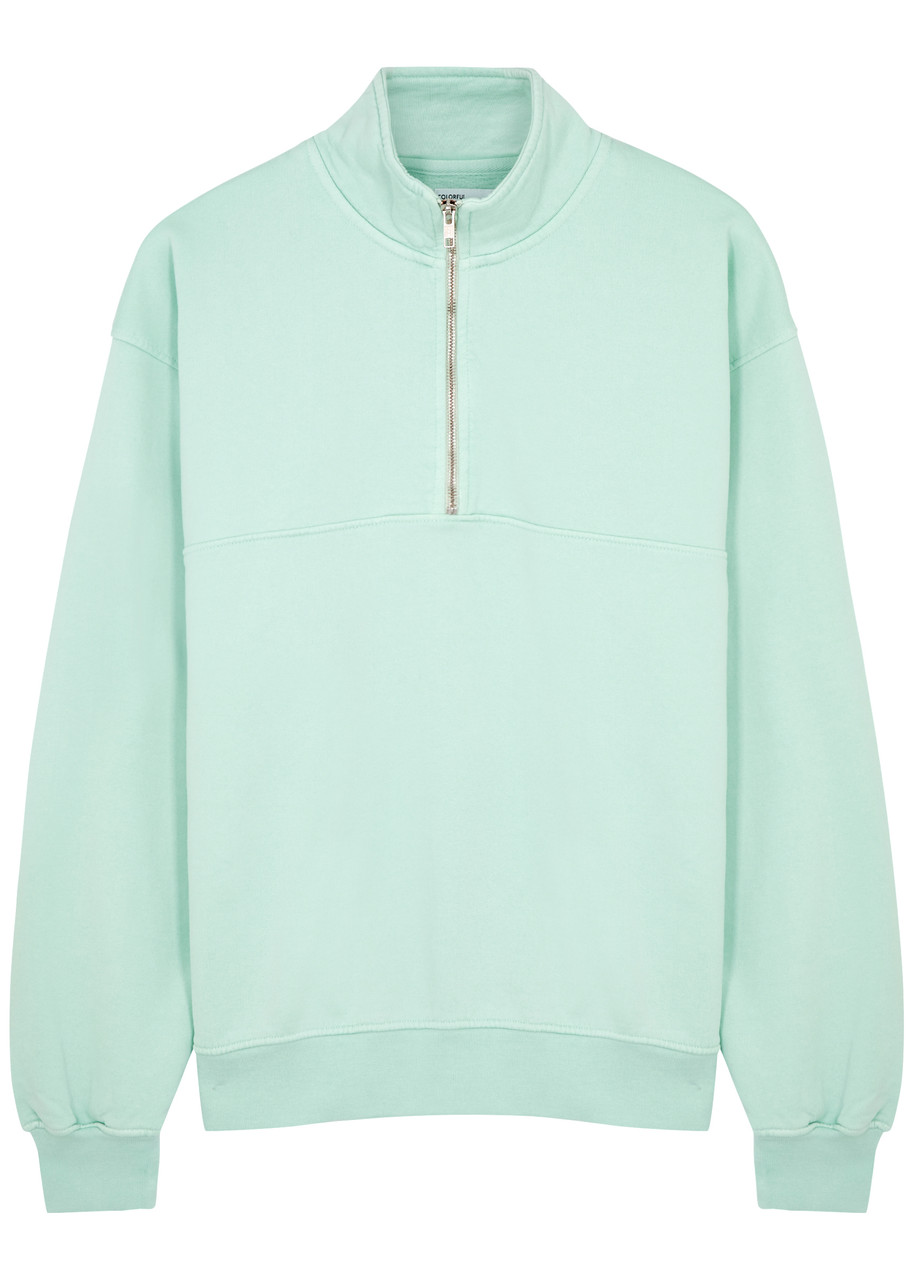Colorful Standard Half-zip Cotton Sweatshirt In Mint