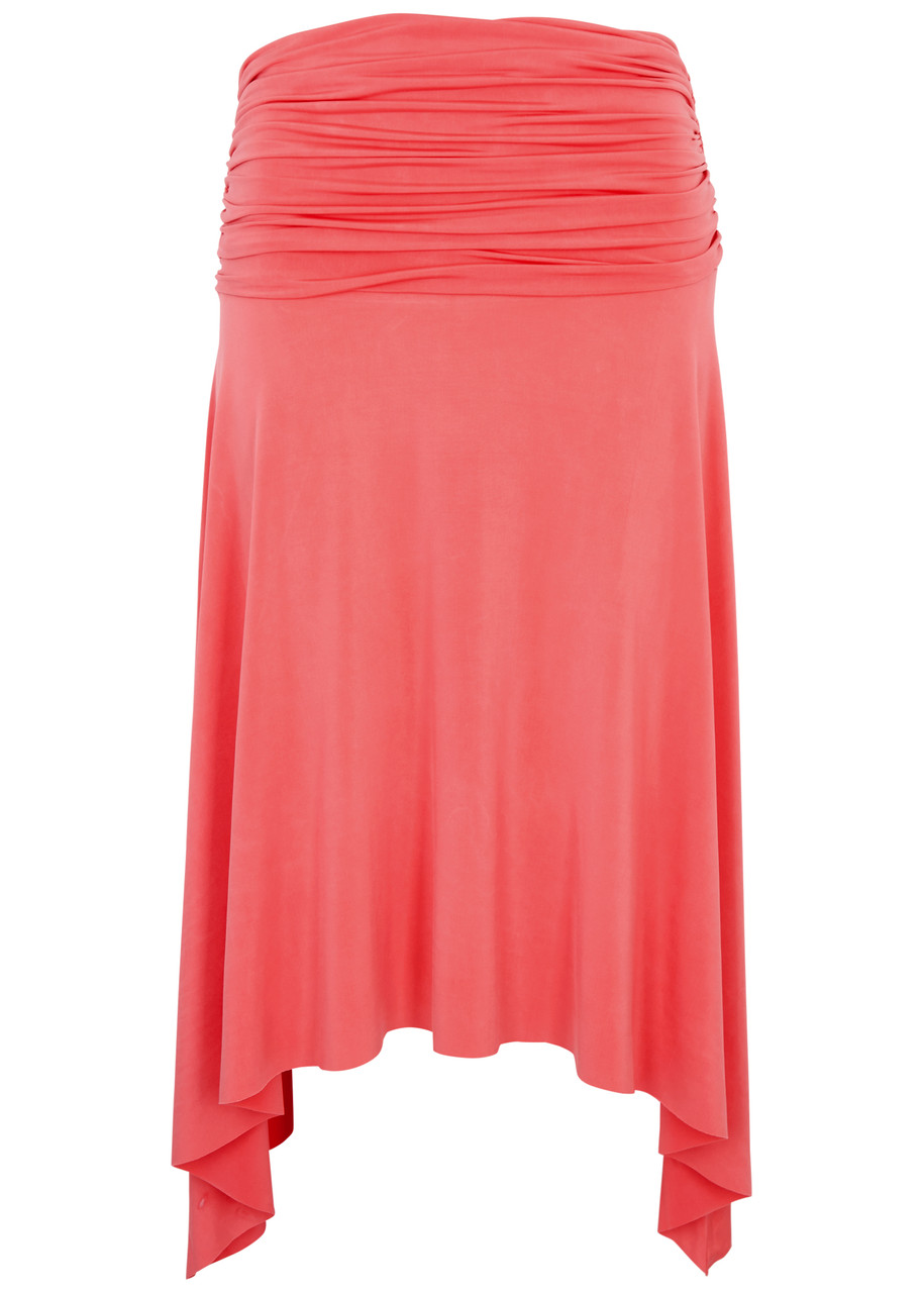 Siedres Mimi Ruched Stretch-jersey Skirt In Coral