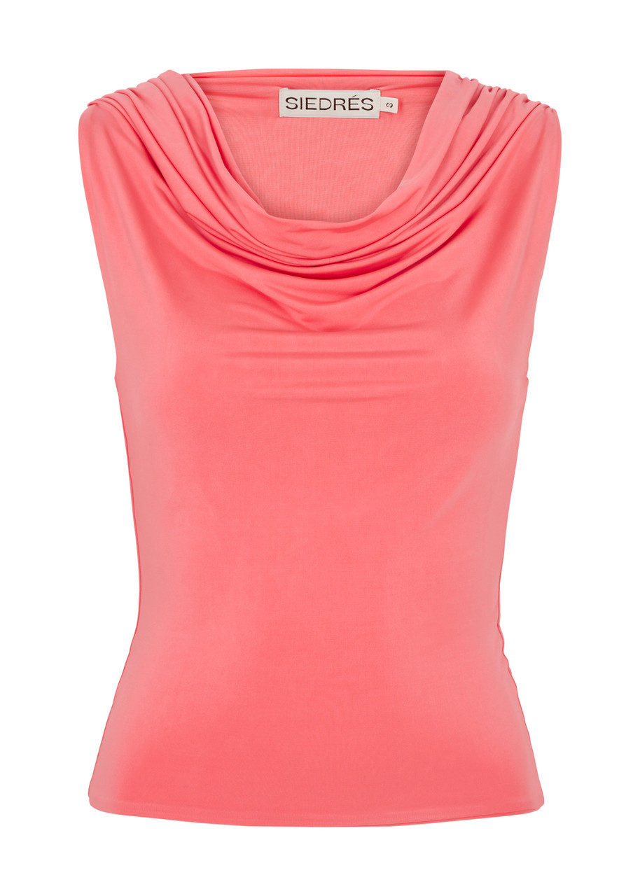 Siedres Tayla Draped Stretch-jersey Tank In Coral