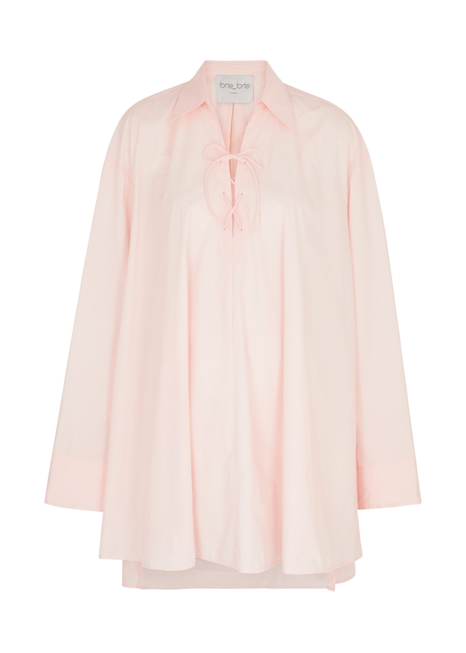 Forte Forte Forte_forte Oversized Lace-up Cotton-poplin Shirt In Rose