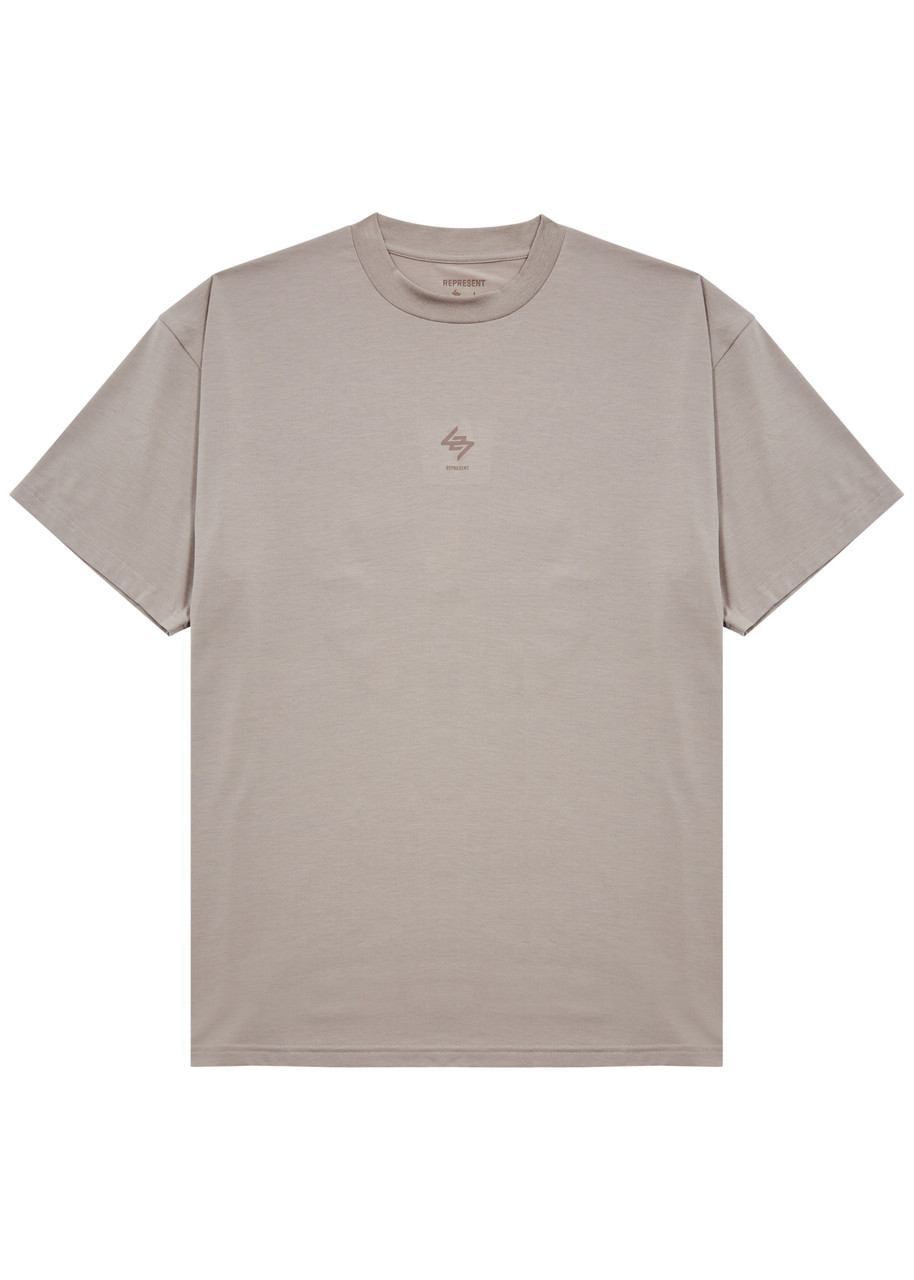 Represent 247 Logo-print Stretch-jersey T-shirt In Grey
