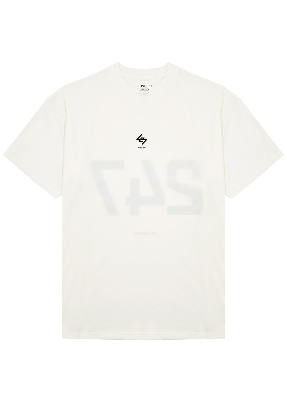 Represent 247 Logo-print Stretch-jersey T-shirt In White
