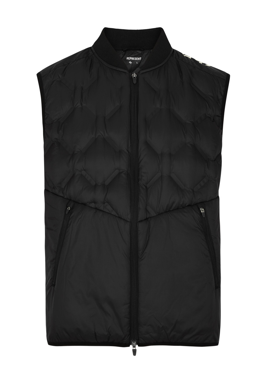 Represent 247 Quilted Nylon Gilet In Black