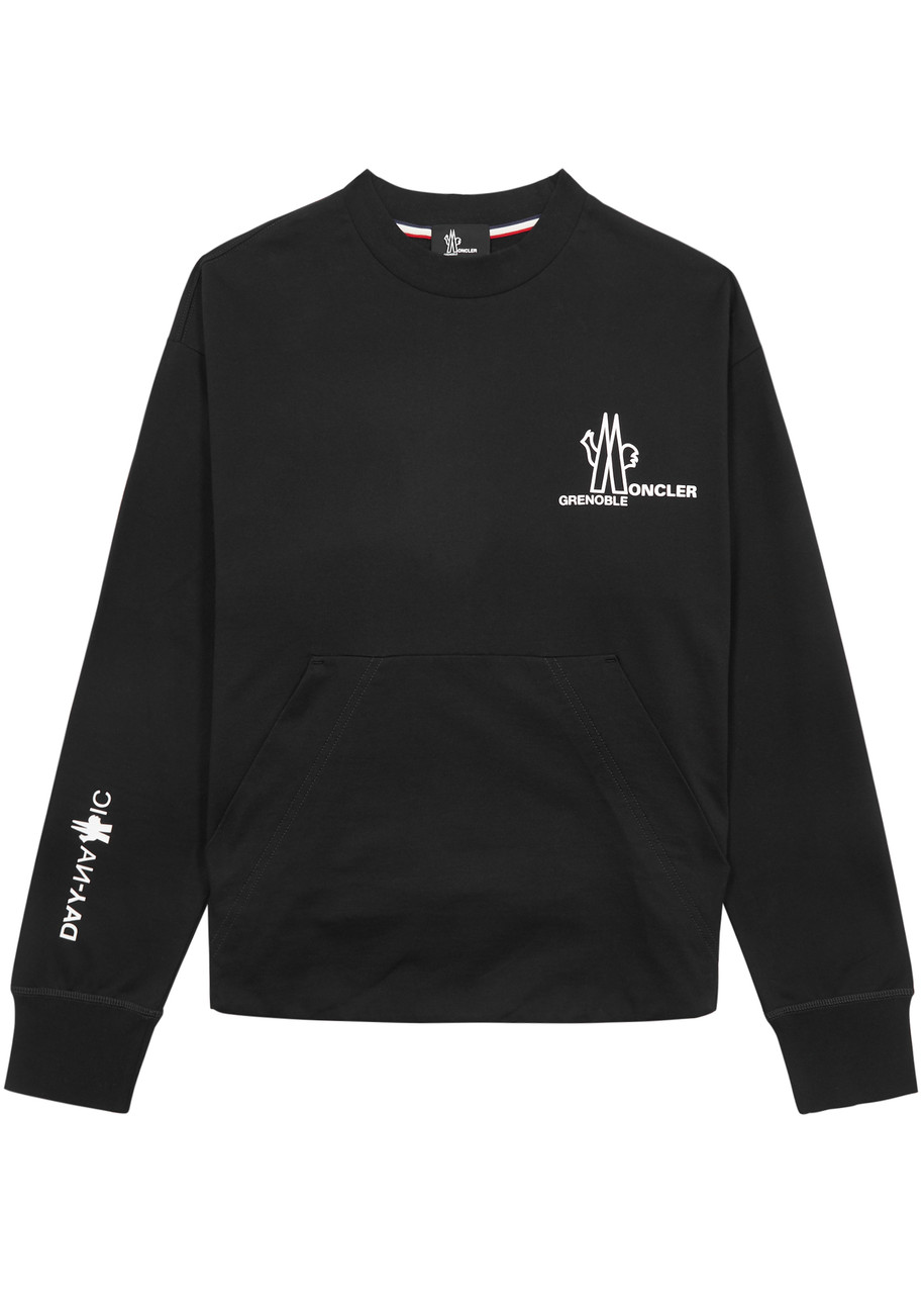 Moncler Day-namic Logo Cotton Sweatshirt In Black