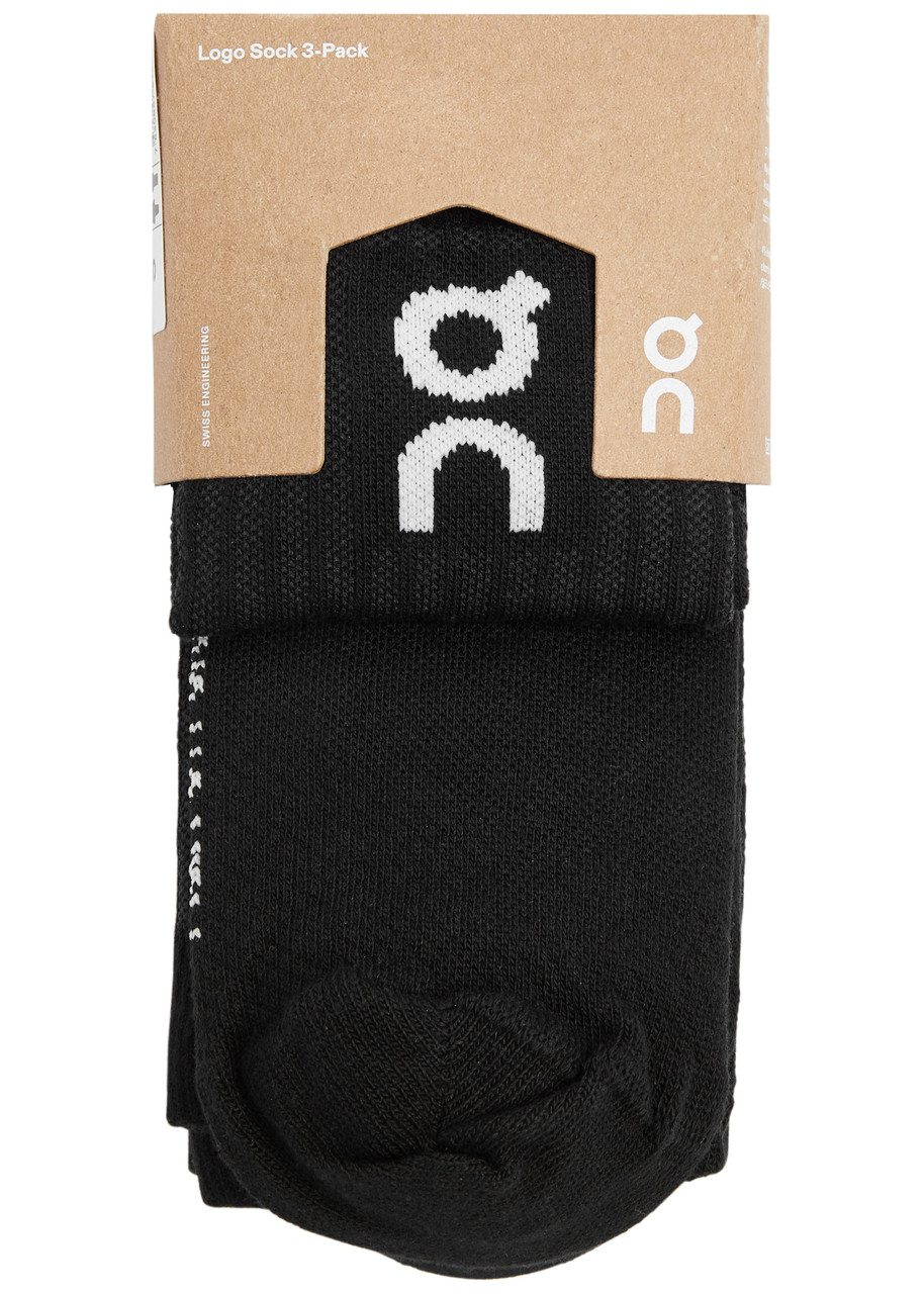 Shop On Logo-intarsia Stretch-cott Socks In Black