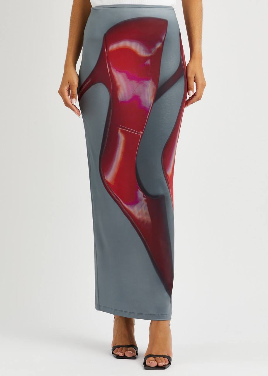 Shop Acne Studios Printed Stretch-jersey Maxi Skirt In Multicoloured