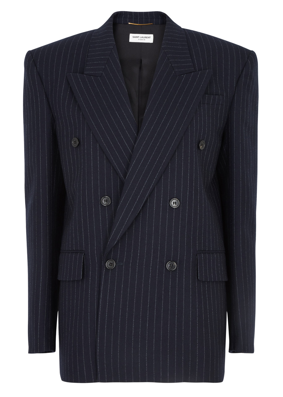 Saint Laurent Pinstriped Wool Blazer - Navy - 36 (UK8 / S)