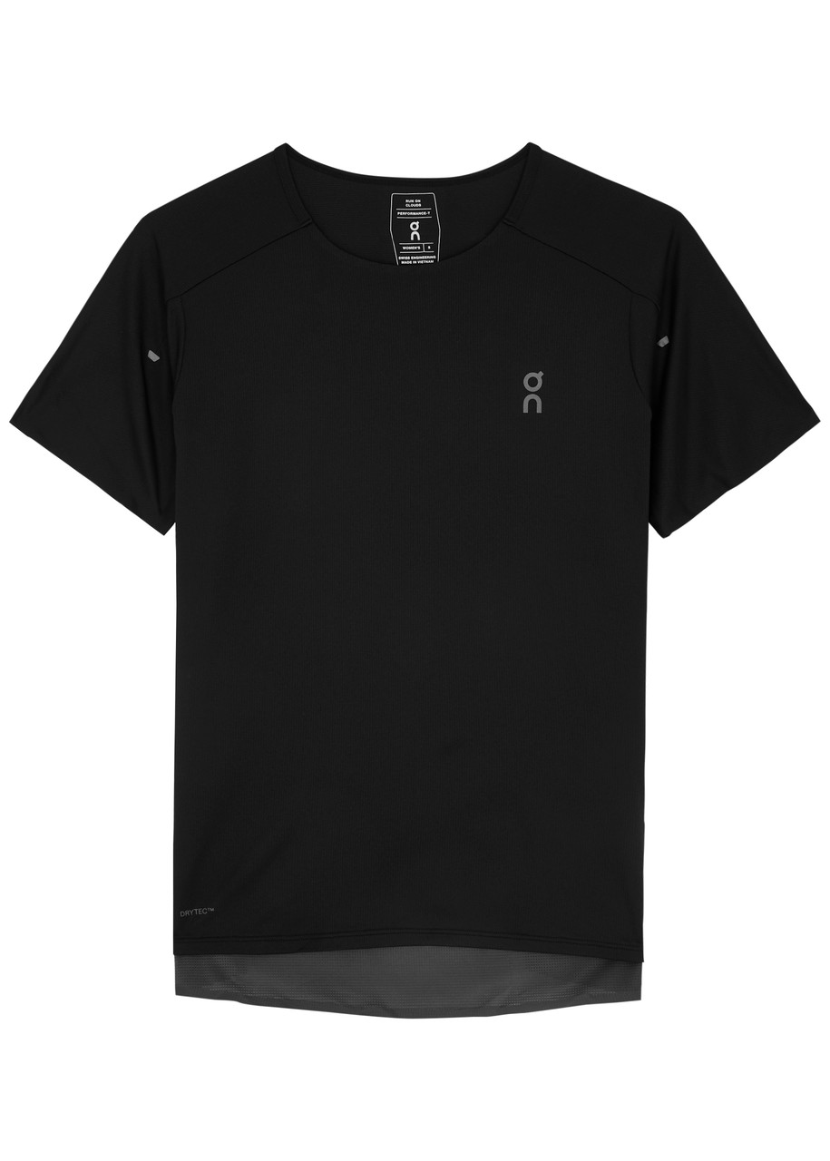 Shop On Performance Panelled Stretch-jersey T-shirt In Black
