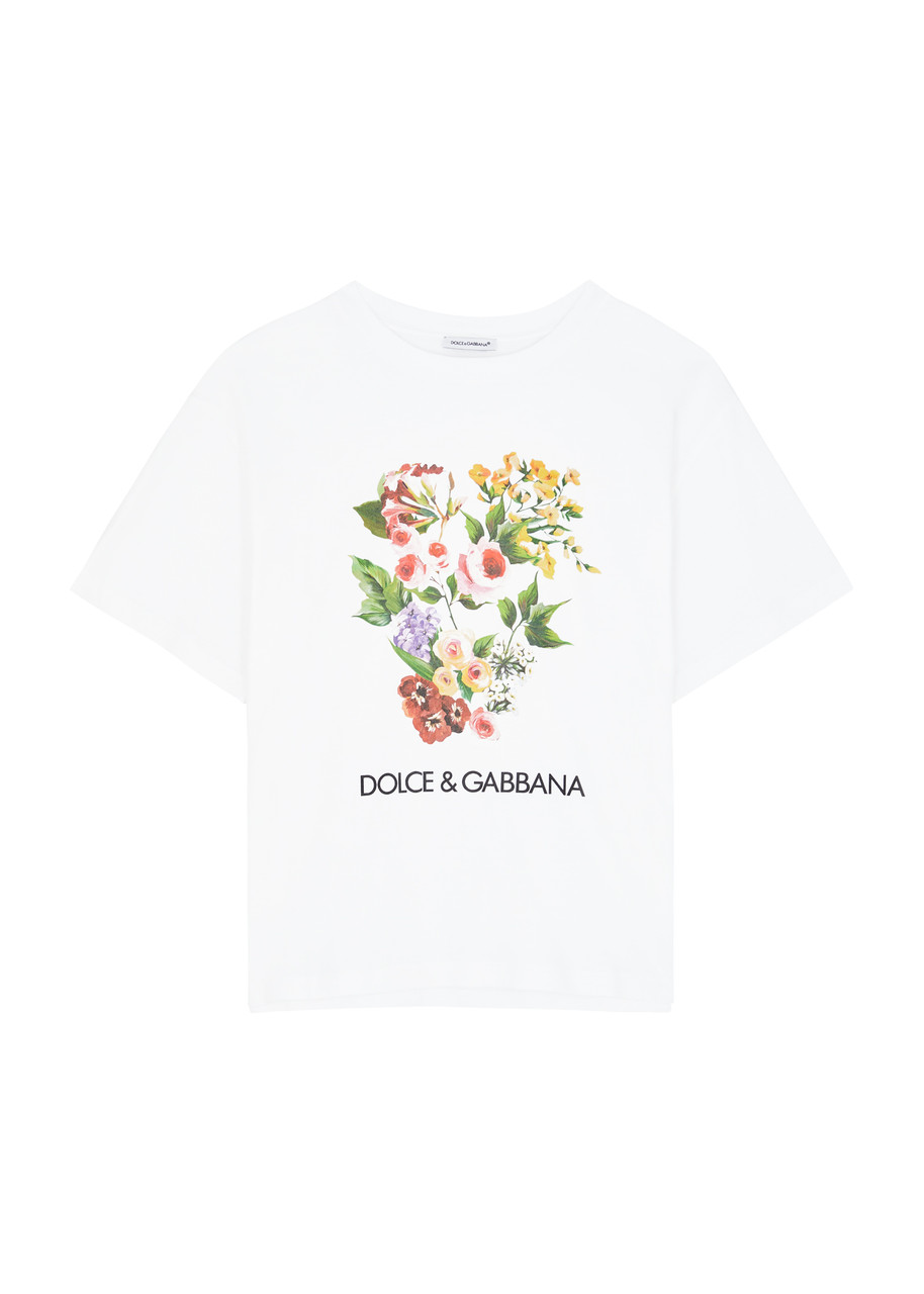 Shop Dolce & Gabbana Kids Printed Cotton T-shirt (8-13 Years) In White