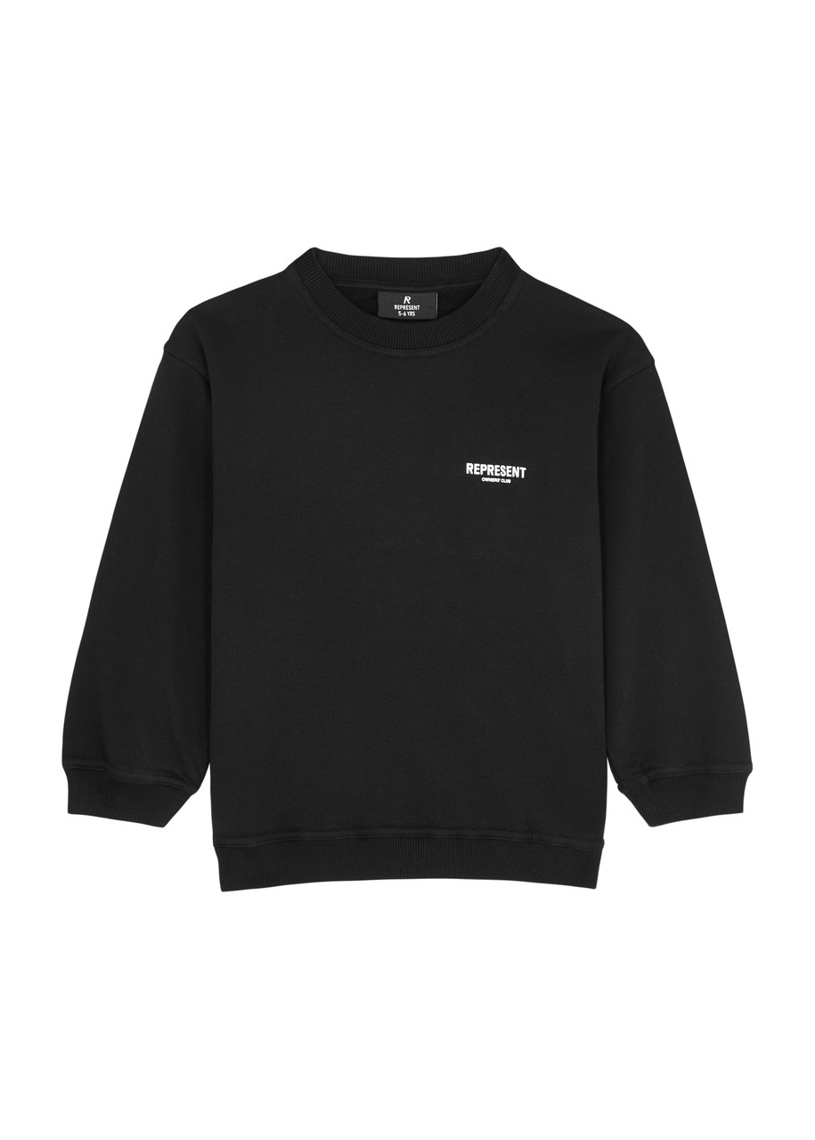 Shop Represent Kids Owner's Club Logo Cotton Sweatshirt (1-5 Years) In Black