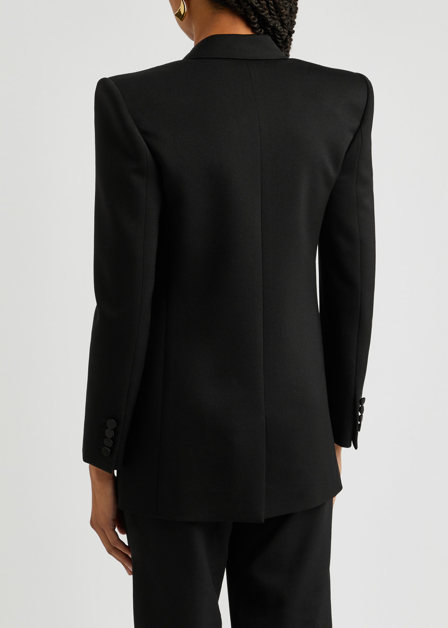  Saint Laurent - Women's Black Double-breasted Wool Blazer - Size 40 (uk12/m), Strong Shoulder Padding - 40 (uk12 / M) 