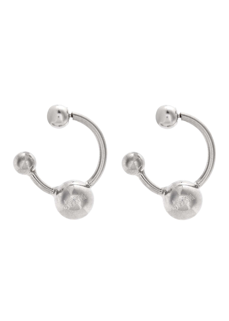 Shop Jean Paul Gaultier The Piercing Hoop Earrings In Silver
