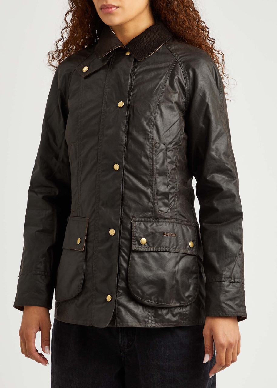 Barbour By Alexachung Beadnell Waxed Cotton Jacket In Brown