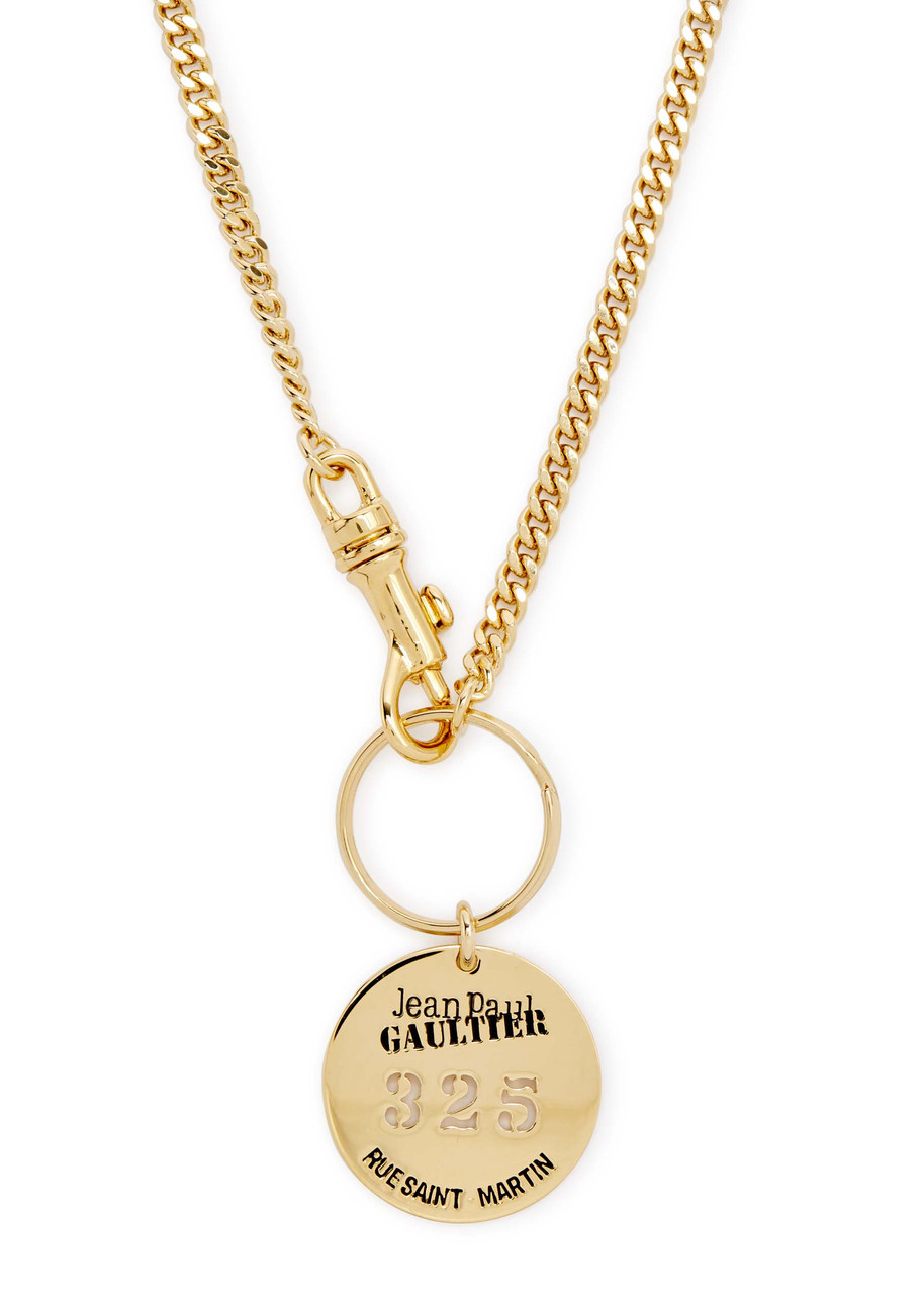 Shop Jean Paul Gaultier 325 Logo Chain Necklace In Gold