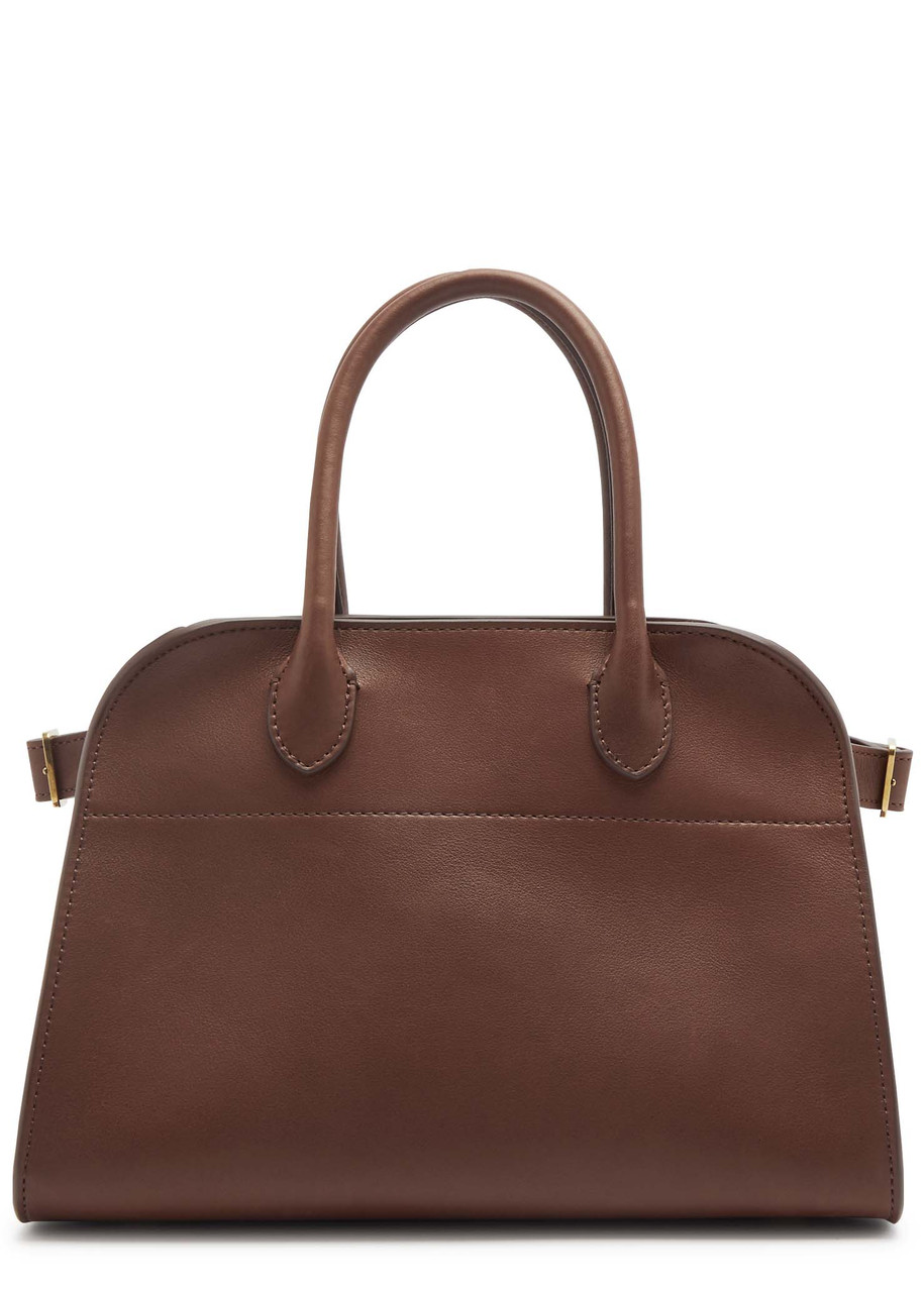 The Row Soft Margaux 10 Leather Top Handle Bag In Burgundy