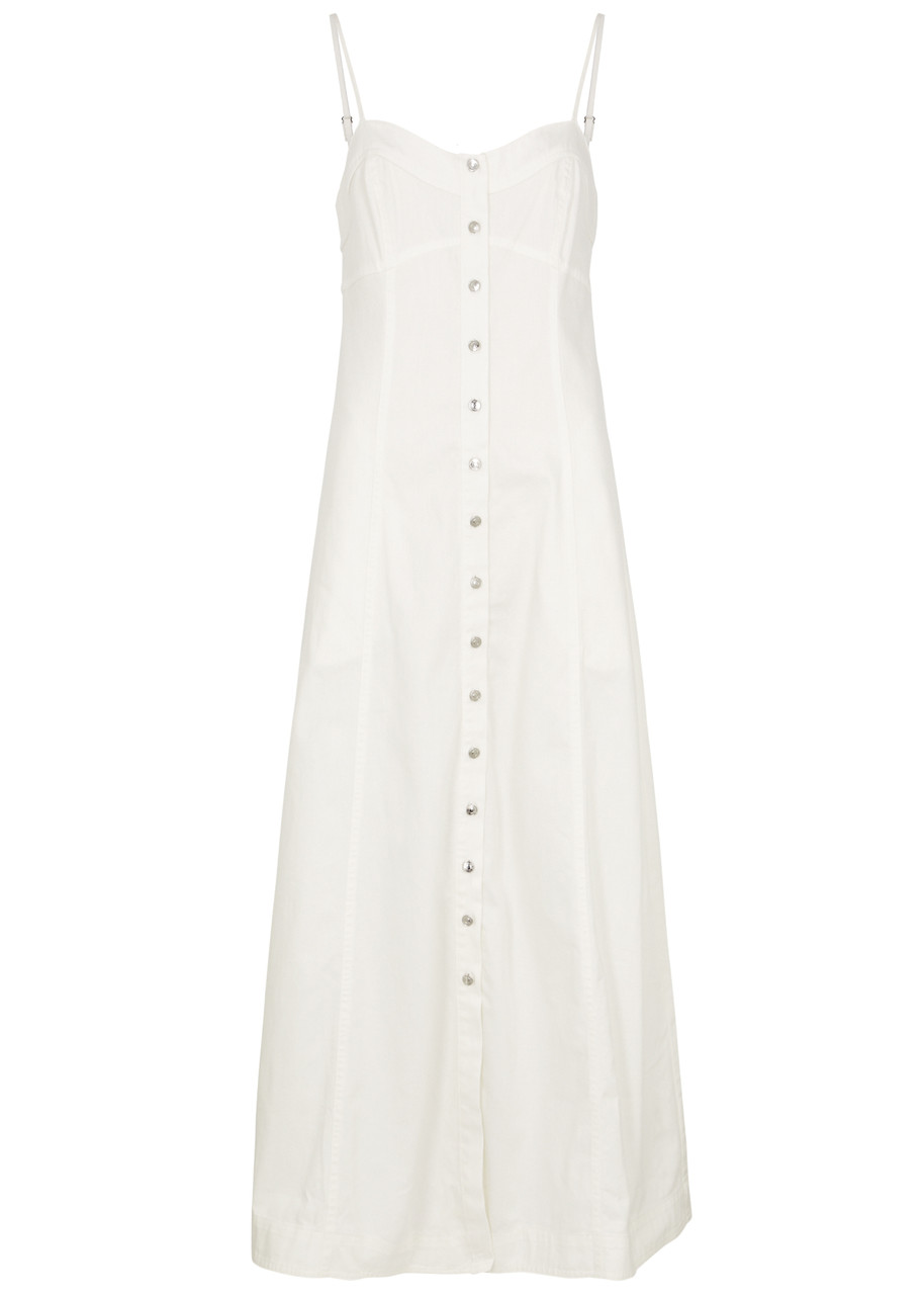 Shop Free People Just Jill Denim Maxi Dress In Ivory