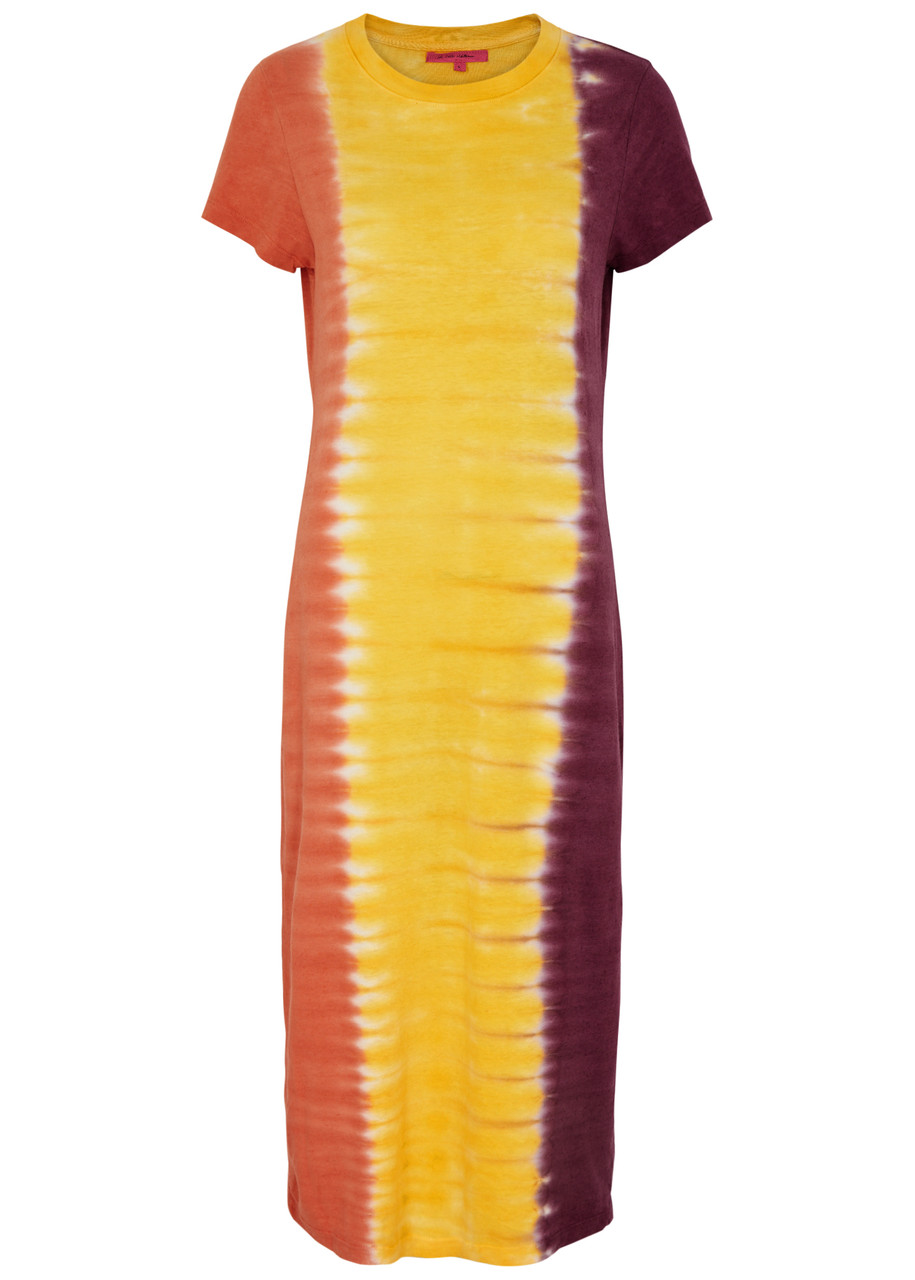 Shop The Elder Statesman Tie-dyed Cotton-blend T-shirt Dress In Multicoloured
