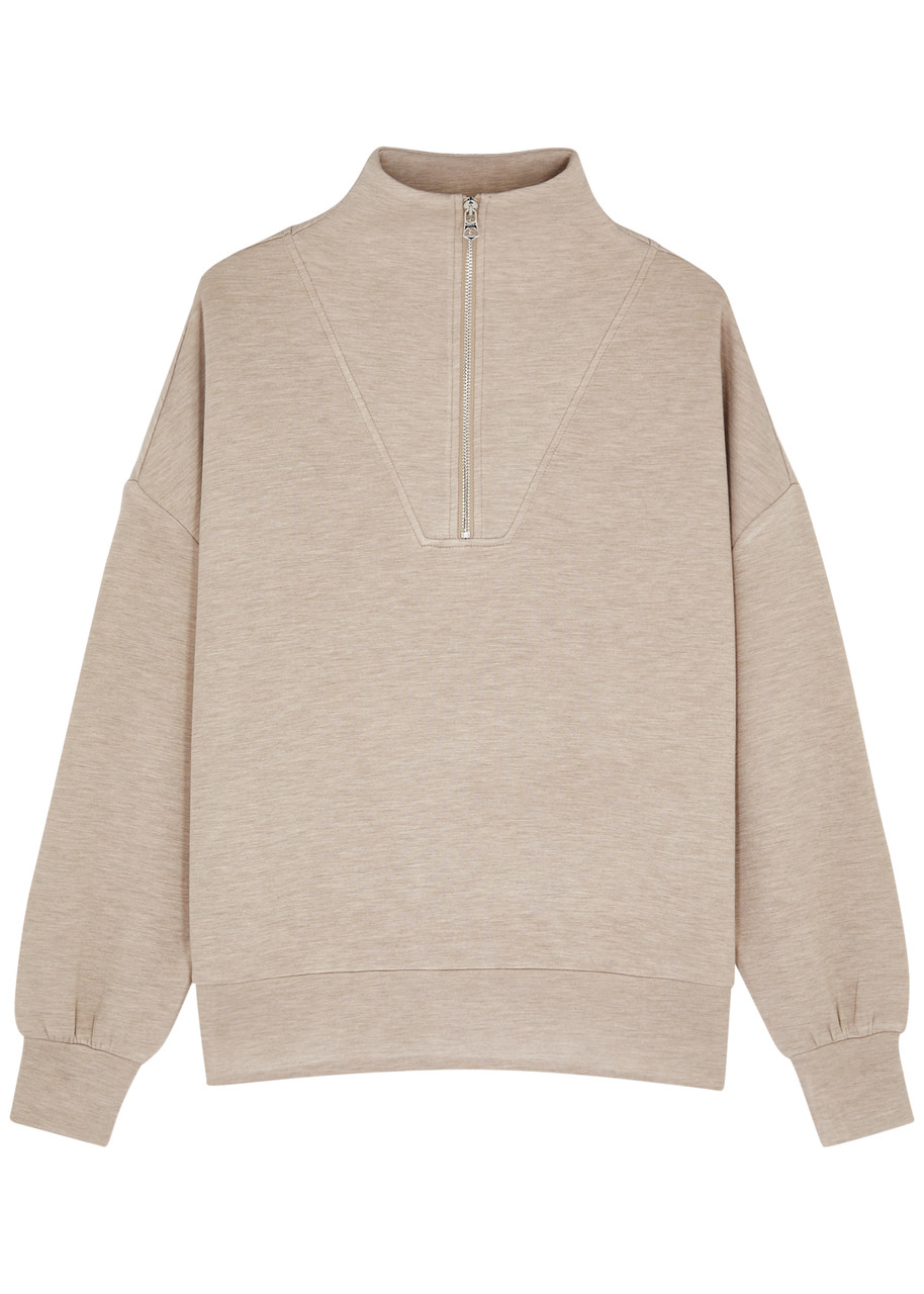 Varley Womens Taupe Marl Hawley Relaxed-fit Stretch-woven Sweatshirt In Taupe