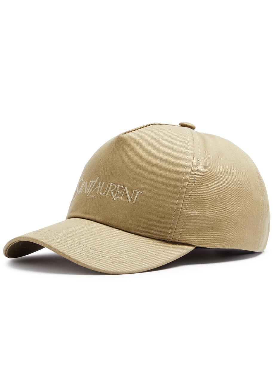 Shop Saint Laurent Logo-embroidered Cotton-blend Cap In Beige