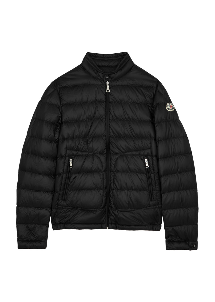 Shop Moncler Kids Acorus Quilted Shell Jacket (12-14 Years) In Black