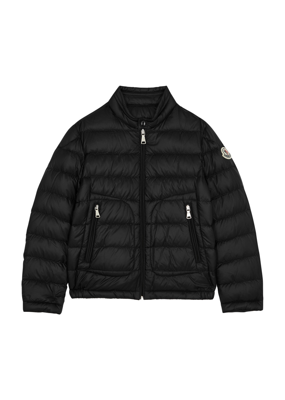Shop Moncler Kids Acorus Quilted Shell Jacket (8-10 Years) In Black