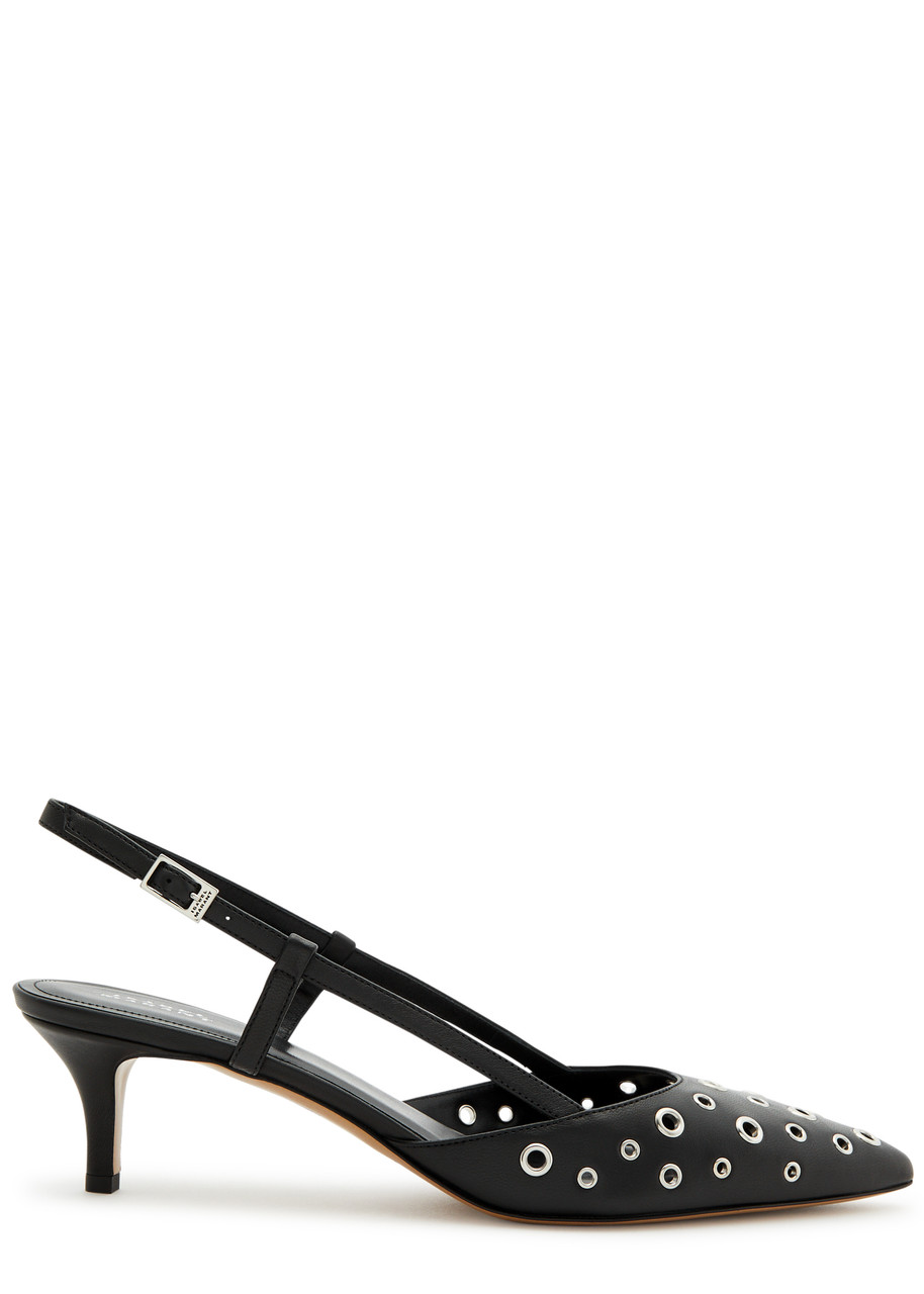 Isabel Marant Pilia Leather Slingback Pumps In Black