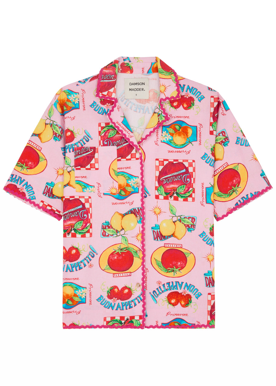 Shop Damson Madder Chlo Printed Cotton-blend Shirt In Pink