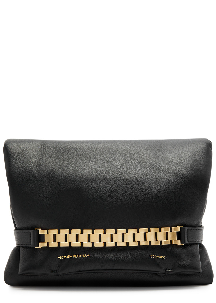 Shop Victoria Beckham Chain Padded Leather Pouch In Black