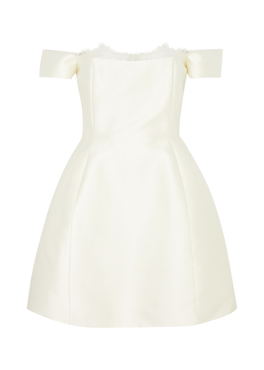 DE LA Vali Idaira Strapless Satin-twill Mini Dress - Ivory