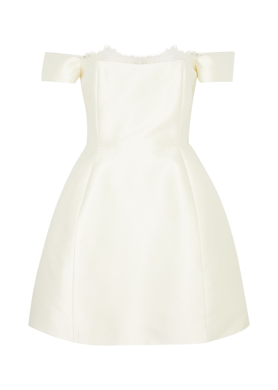 Shop De La Vali Idaira Strapless Satin-twill Mini Dress In Ivory