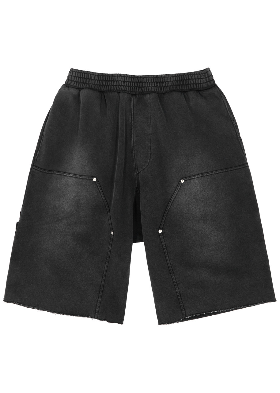 Shop Givenchy Carpenter Faded Cotton Shorts In Black