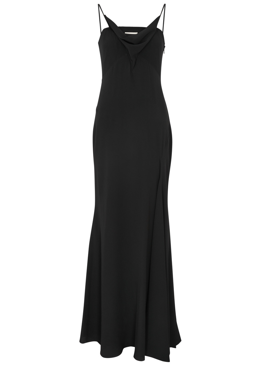 Shop Isabel Marant Kapri Draped Maxi Slip Dress In Black