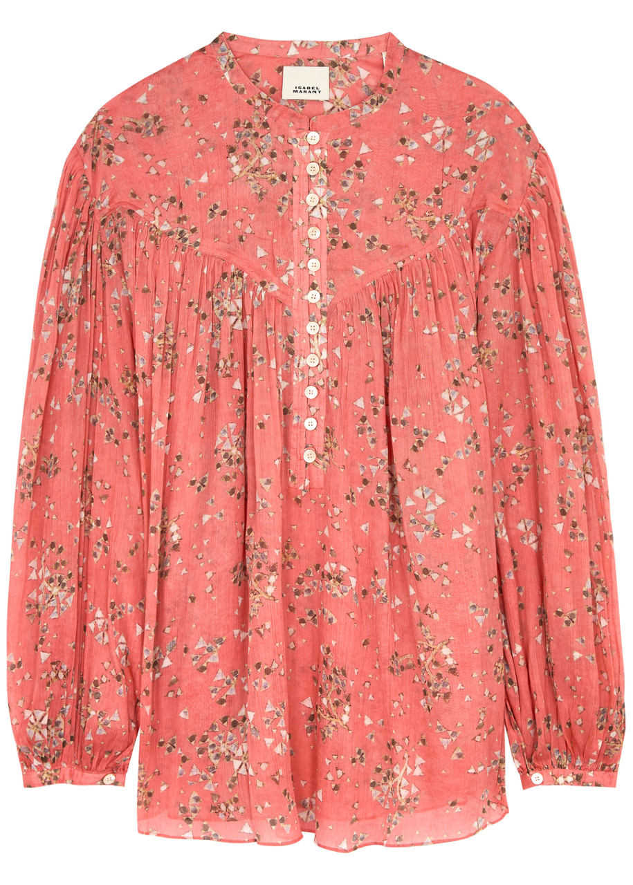 Shop Isabel Marant Kiledia Printed Cotton-blend Blouse In Pink