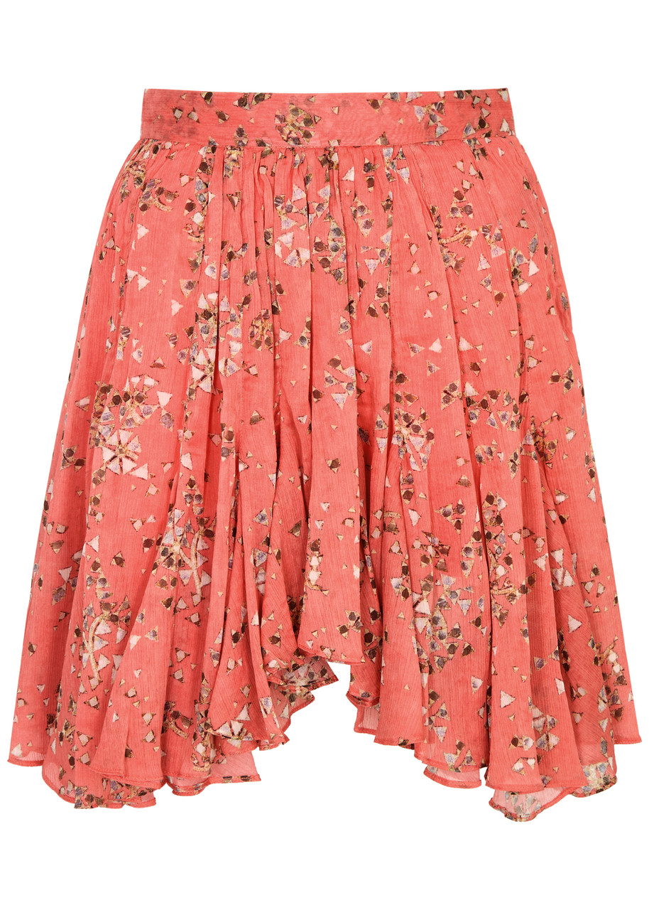 Shop Isabel Marant Anael Printed Cotton-blend Mini Skirt In Pink