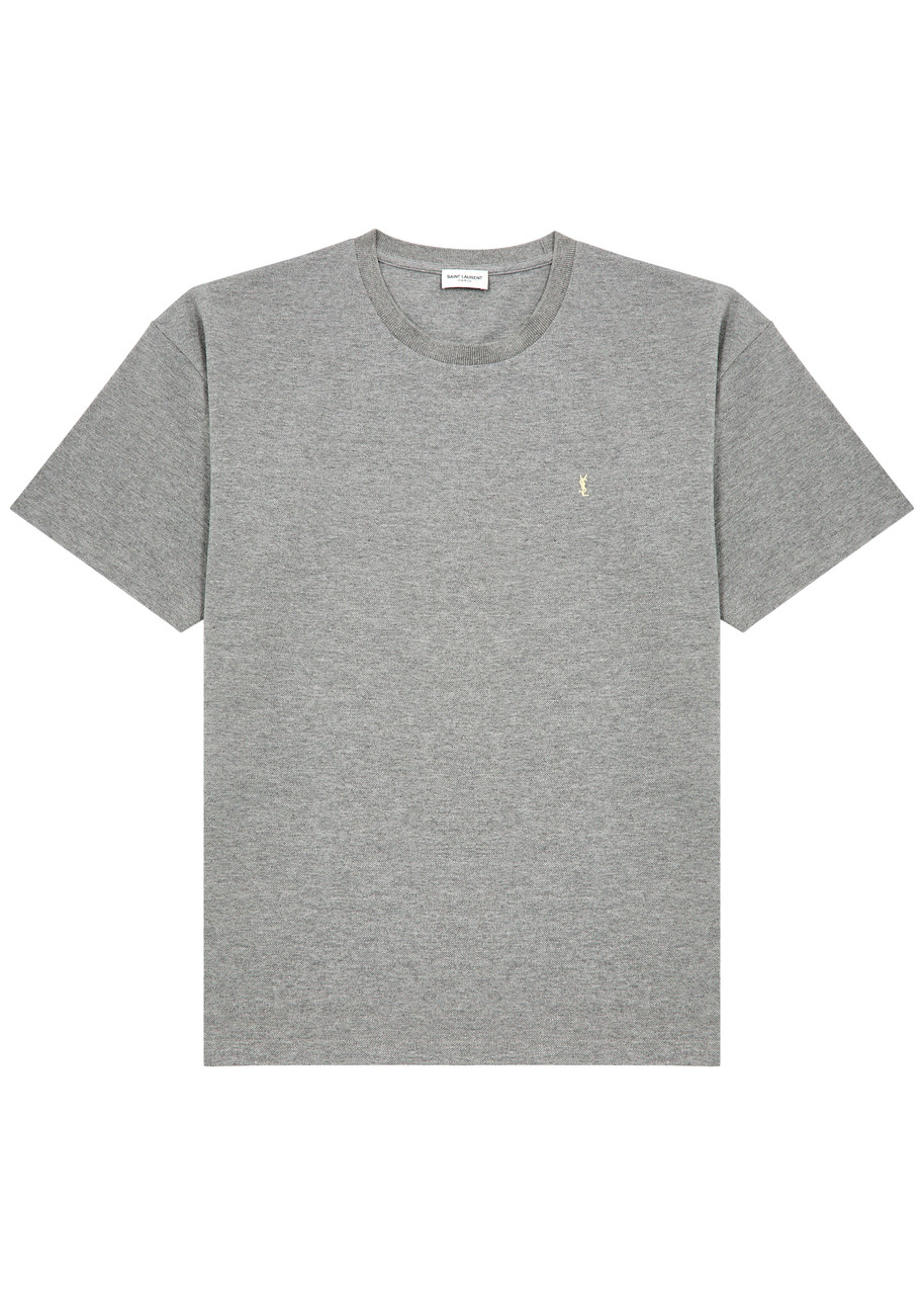 Saint Laurent Cassandre Cotton Blend T-shirt In Grey