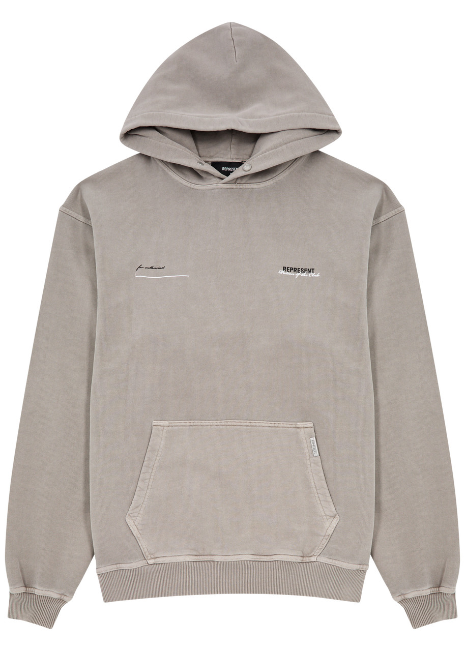 Shop Represent Patron Of The Club Hooded Cotton Sweatshirt In Grey