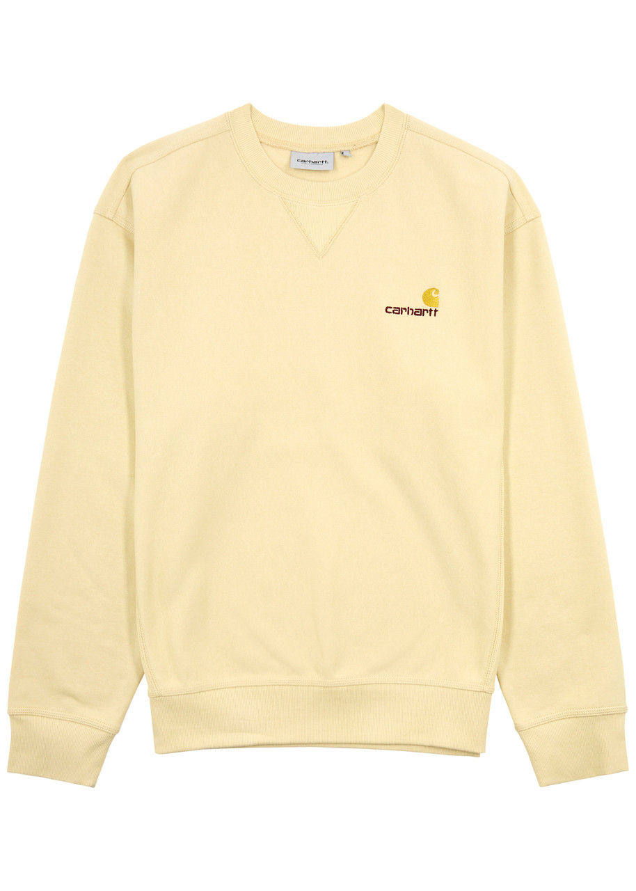Shop Carhartt American Script Logo-embroidered Cotton Sweatshirt In Yellow